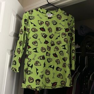 Vixen by Micheline Pitt Green Monster Bad Girl Print Top